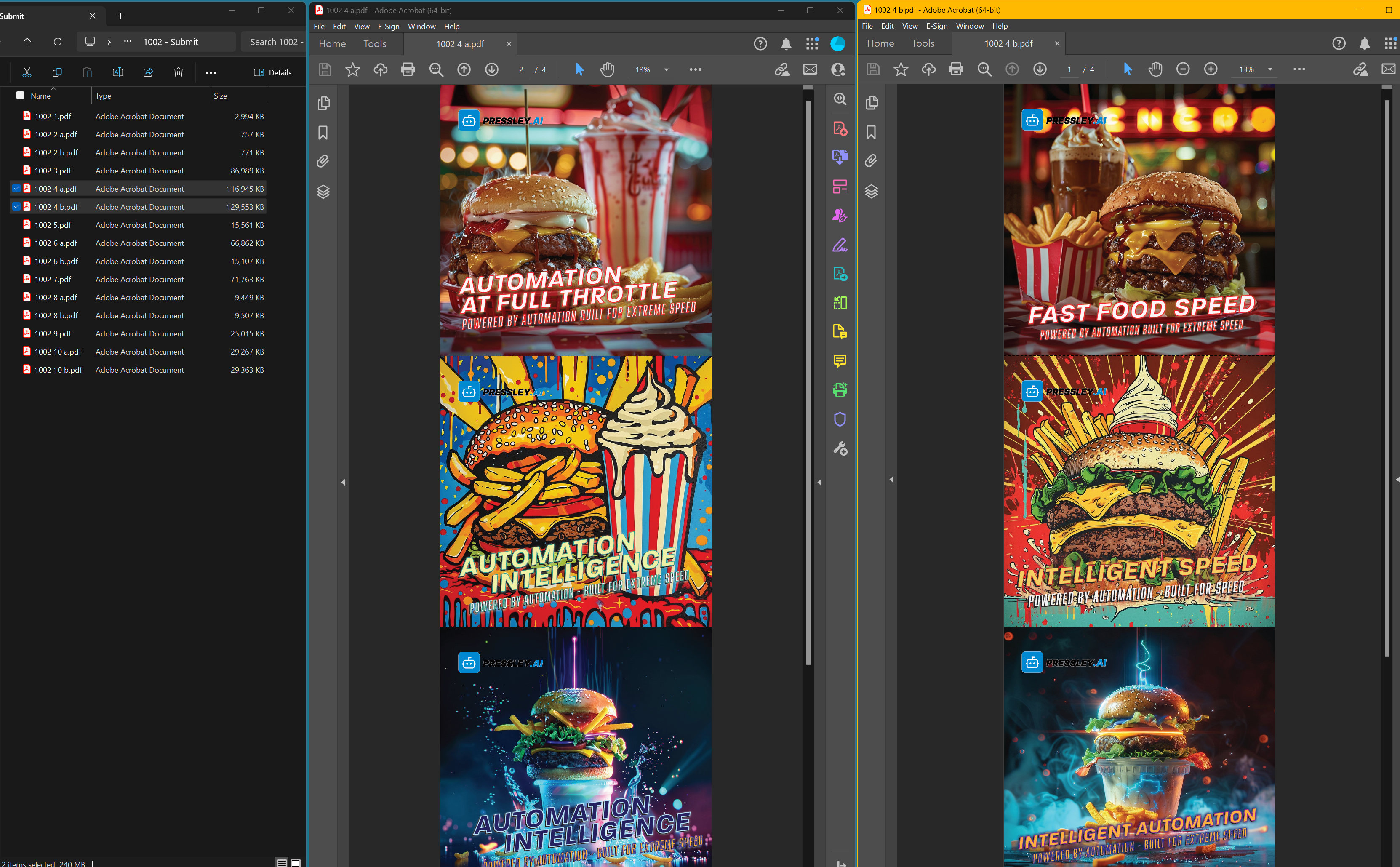 Submitted double-sided job showing about 240 megabytes combined for Side A and Side B